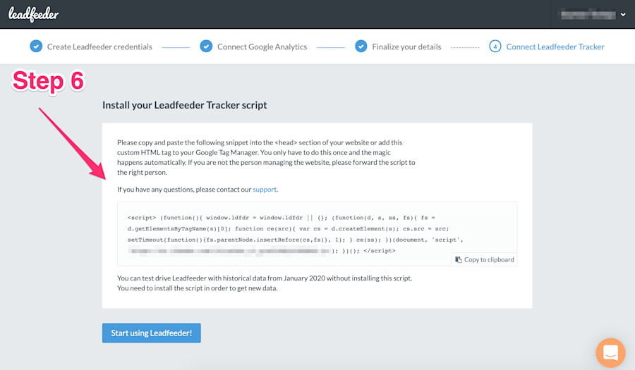 install your leadfeeder tracker script