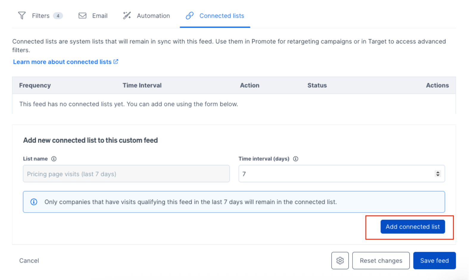 Add the connected lists