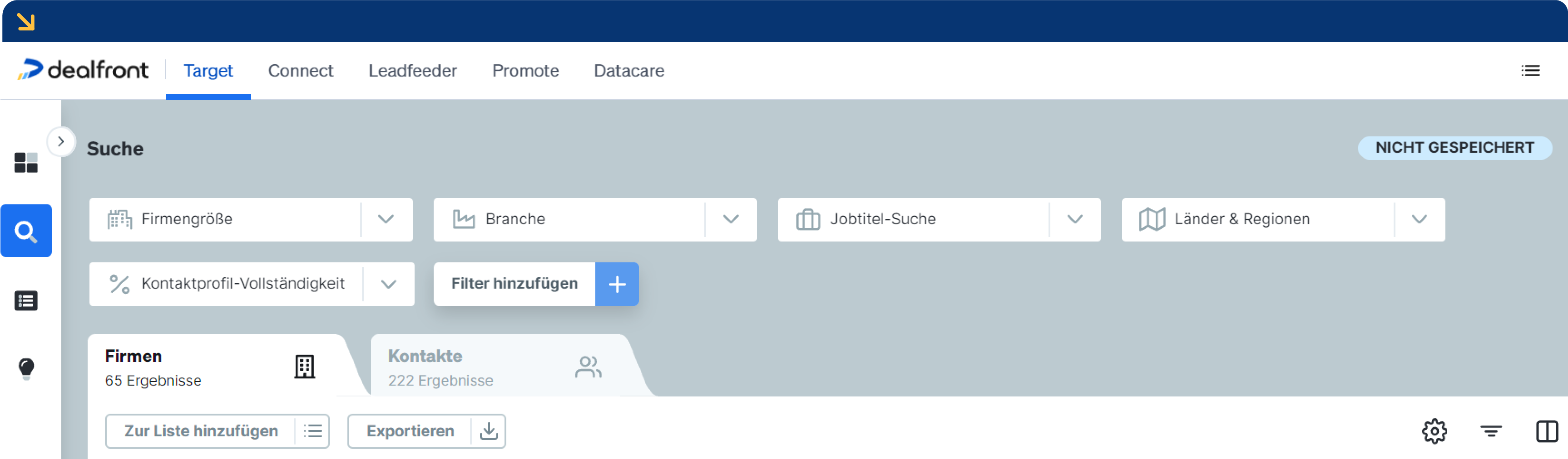 Find contacts in Dealfront Target