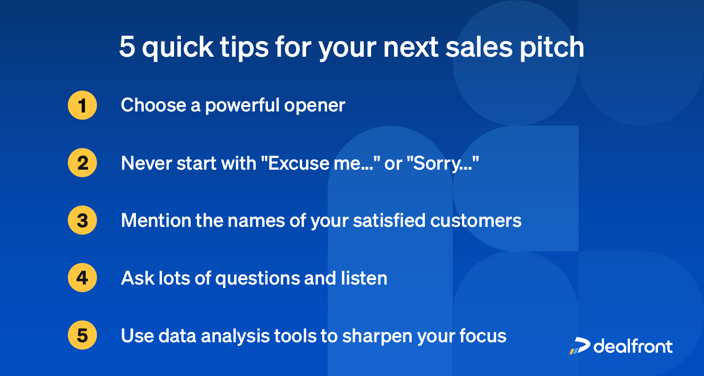 Five quick tips for your next sales pitch