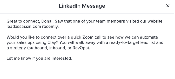 Multitouch outreach LinkedIn message
