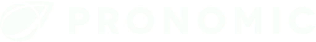 Pronomic logo, white (homepage stats strip)