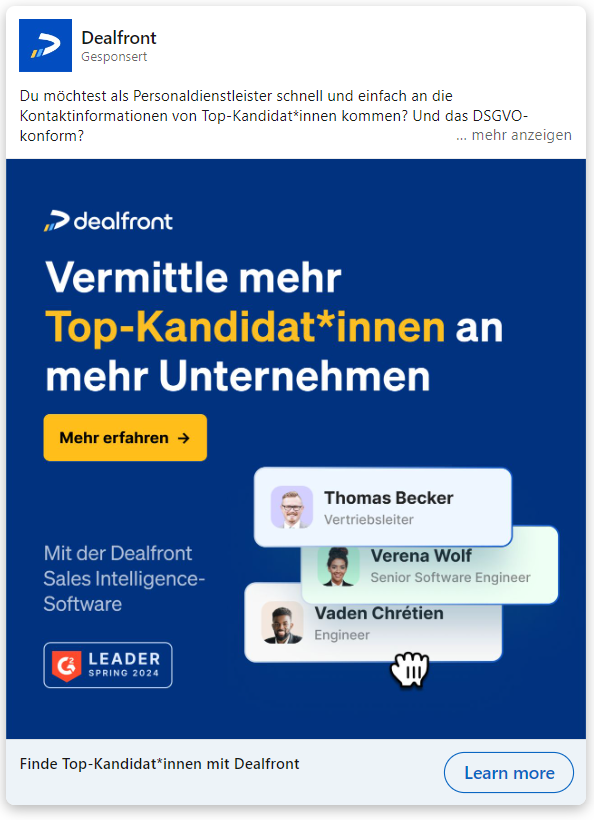 Beispiel für eine Ad auf LinkedIn