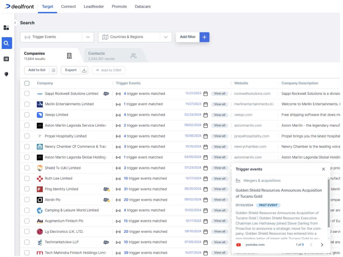 List with companies with expansion plans in Target