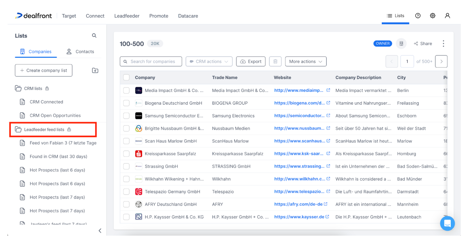 Look for connected lists in the list app