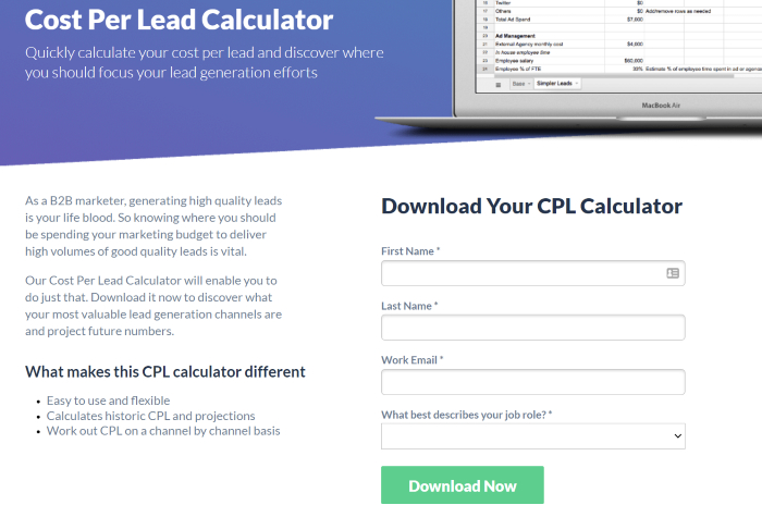 collect more email addresses with a cpl calculator example