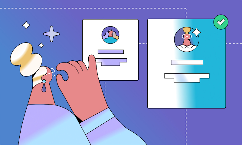 Header image of a woman looking at marketing team roles