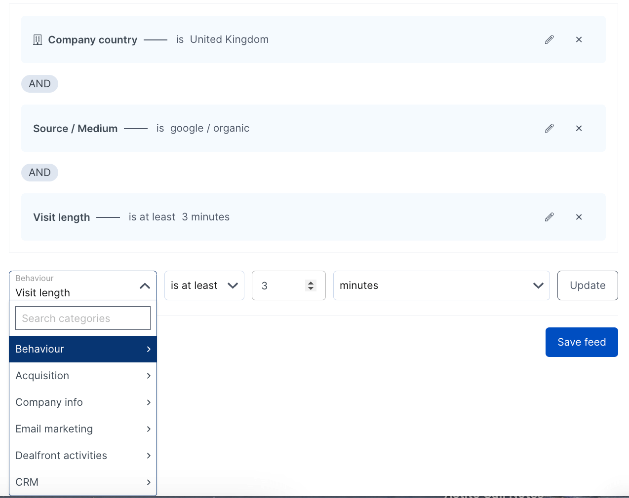Create a custom feed in Leadfeeder by Dealfront