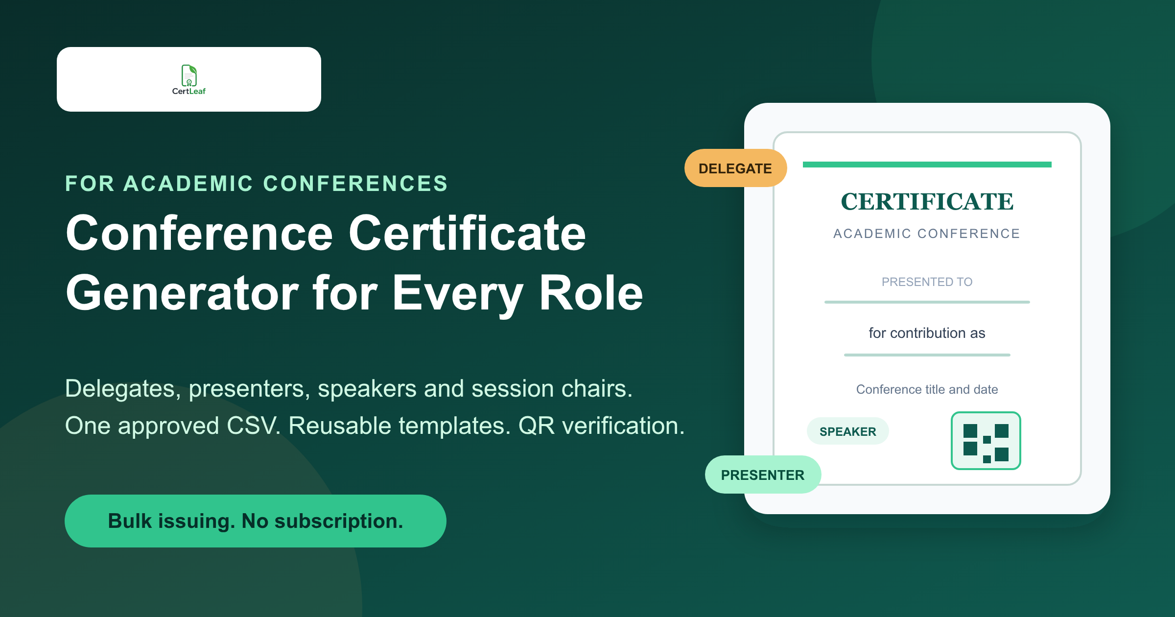 Conference certificate generator for delegates, presenters, and speakers