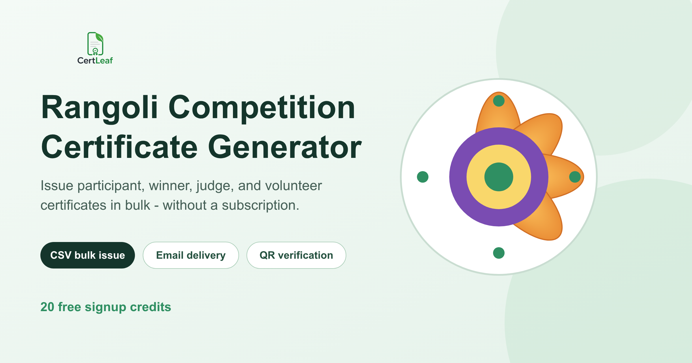 Rangoli competition certificate generator for schools, colleges, and communities