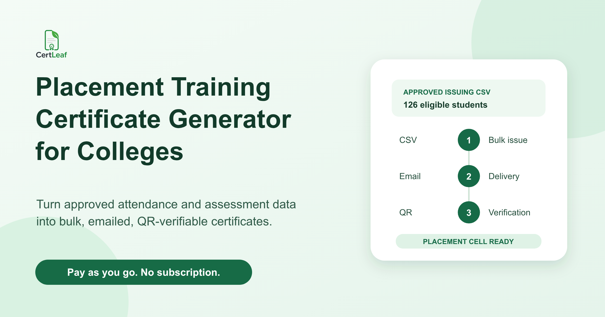 Placement training certificate generator for colleges cover image