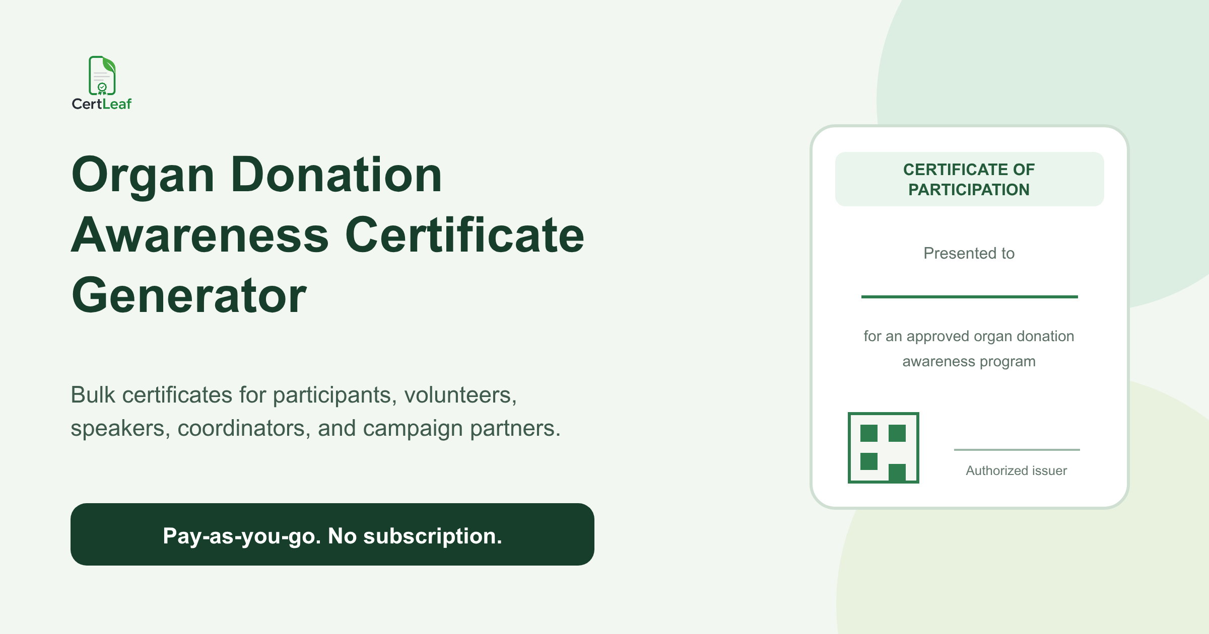 Organ donation awareness certificate generator for colleges, NGOs, and hospitals
