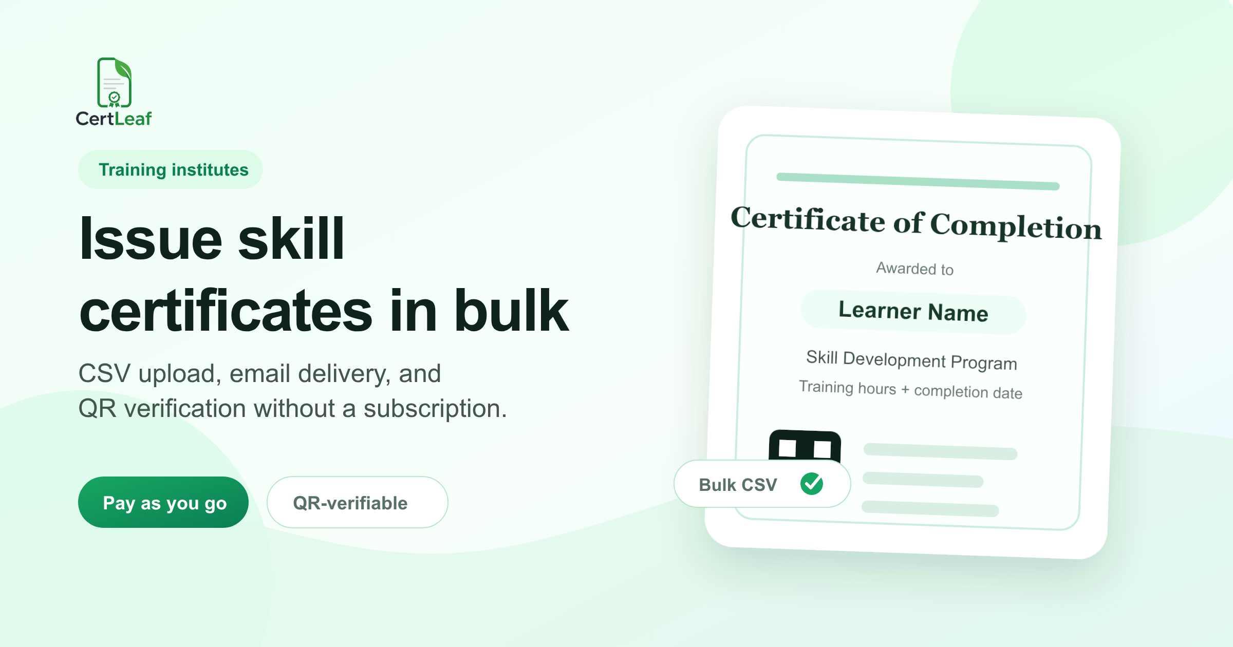 Skill development certificate generator for training institutes with QR verification