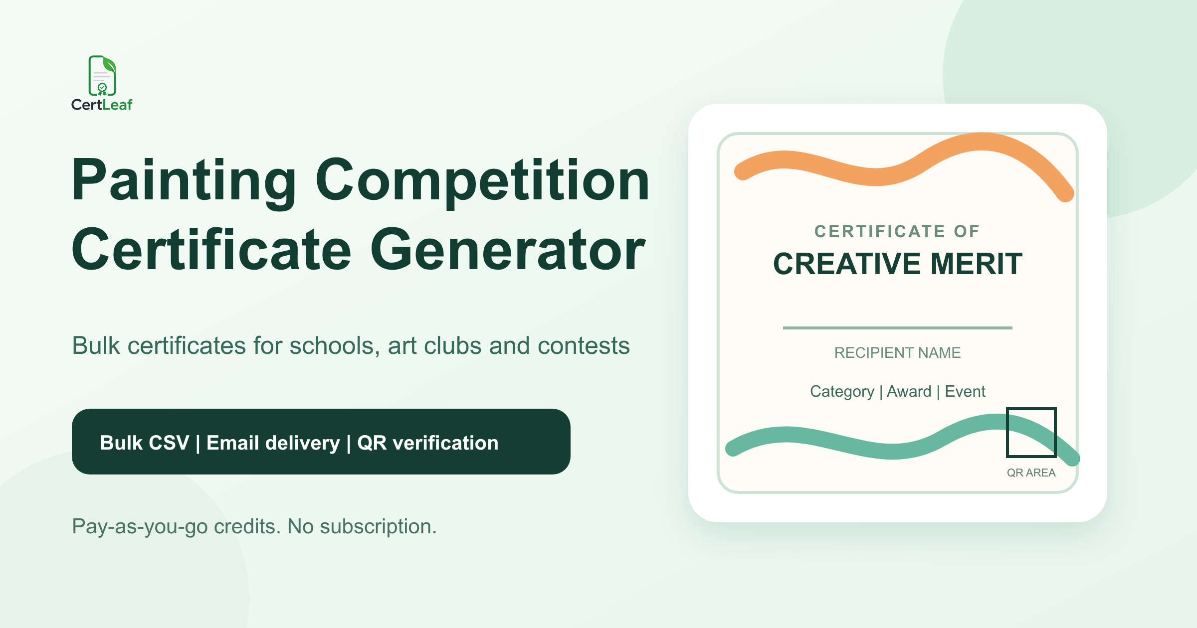 Painting competition certificate generator for schools and art clubs