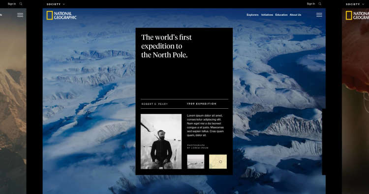 A screenshot of a featured expedition titled: The worlds first expedition to the north pole