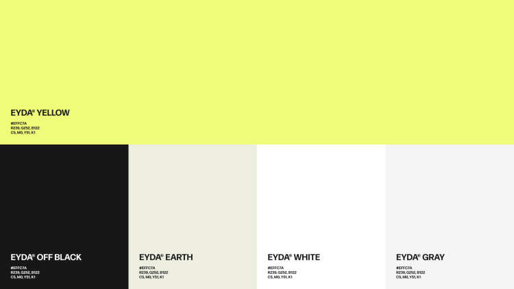 Image of the brand colors for EYDA