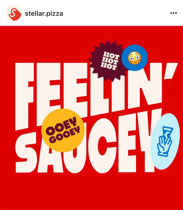 Another screenshot of a stellar instagram post showcasing stickers and titled feeling saucy