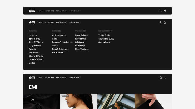 Multiple variants of the EYDA website's footer