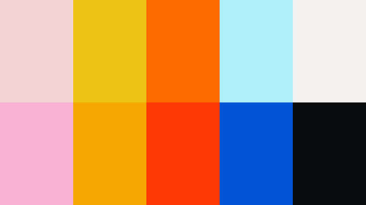 Radiolab brand colors in a video test signal style layout