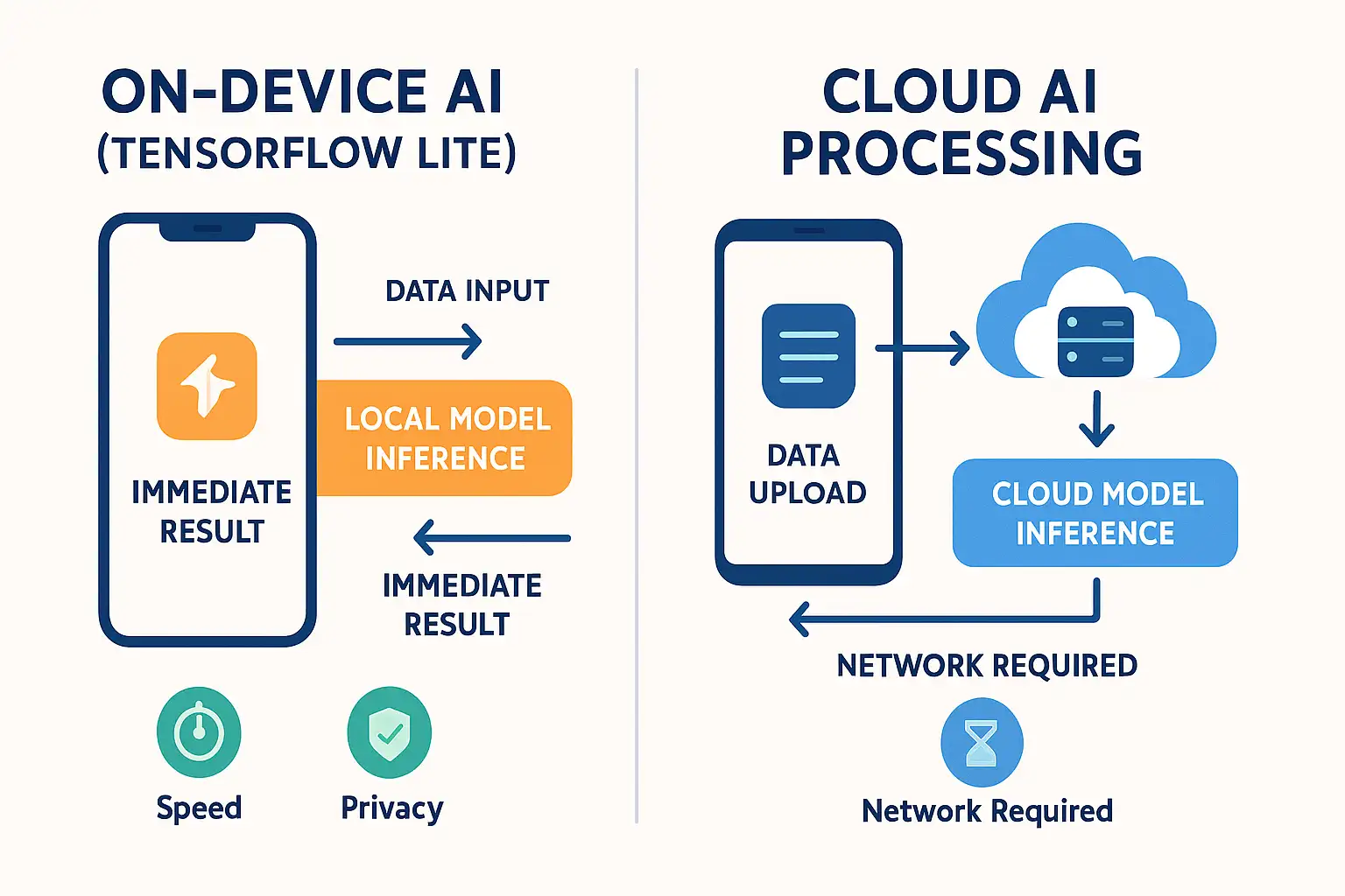 data on-device vs. cloud AI processing