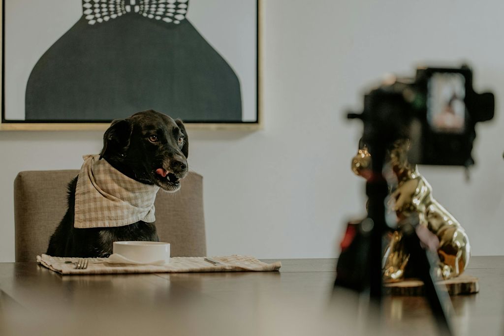 Chien à table