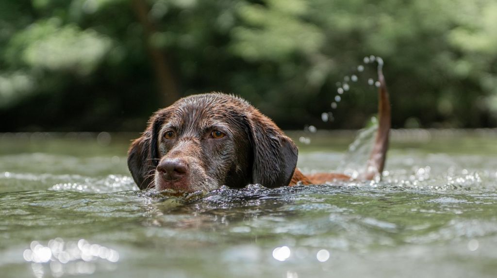 chien qui se baigne