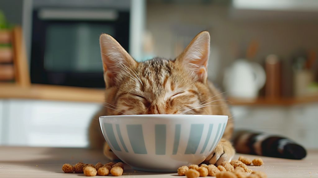 Chat stérilisé qui mange