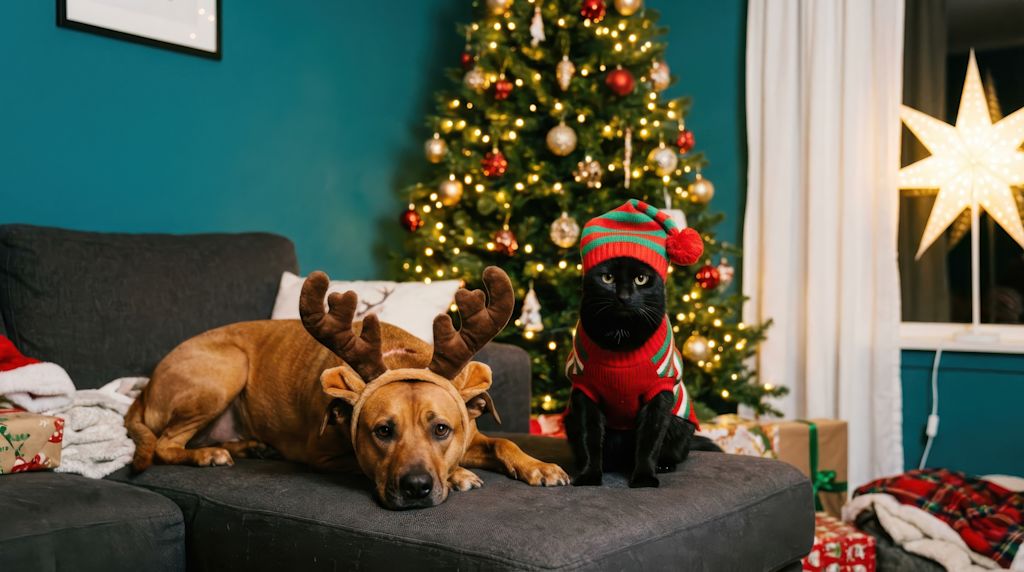 sapin de noël et animaux