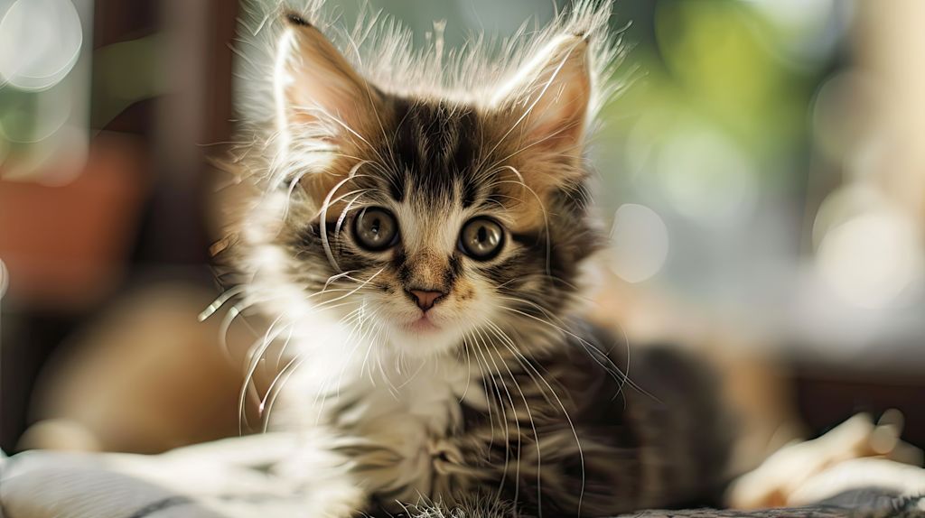 chaton tigre poils longs