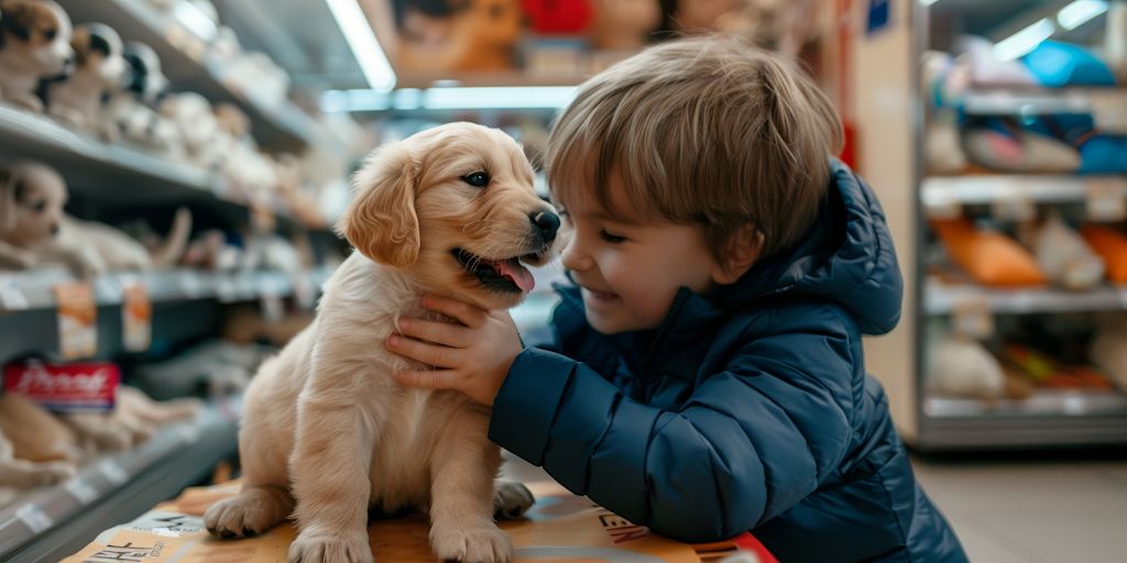 chiot dans un magasin