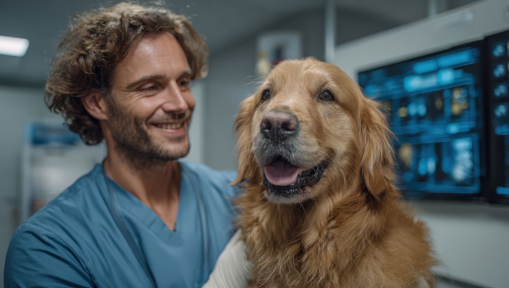 chien golden retriever veterinaire