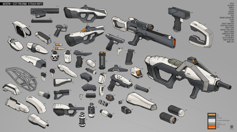 Firearms kitbash parts