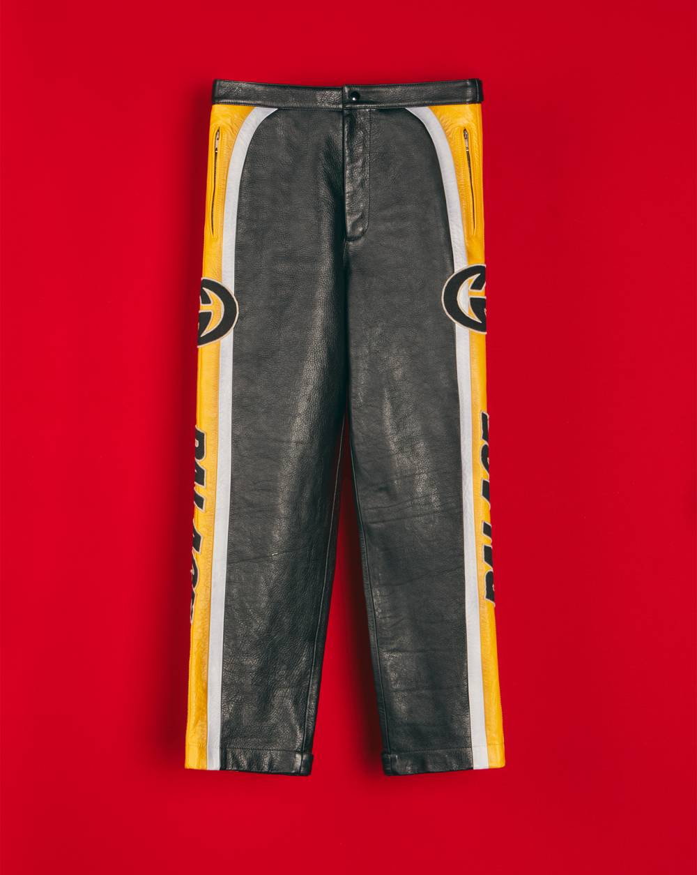 Pantaloni in pelle con ricami e patch by Palace Gucci