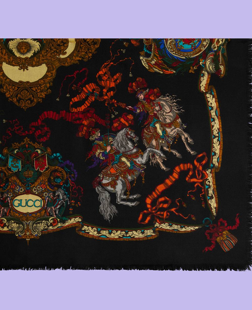 Vintage 'Re Sole' motif shawl, 1980s image #1
