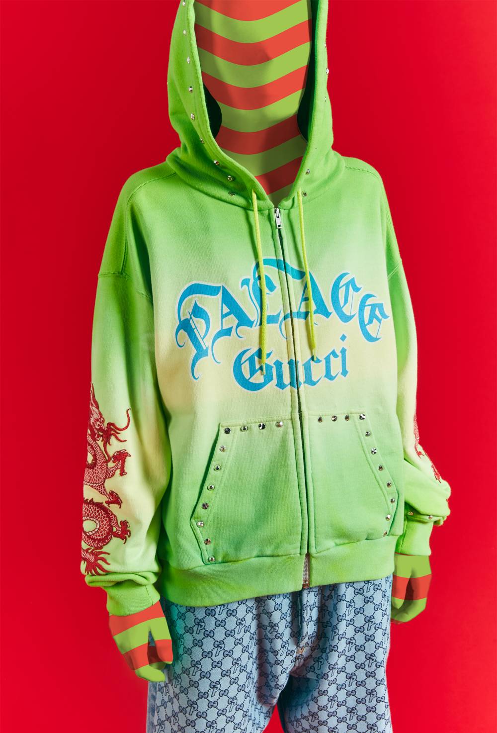 Studded and embroidered tie-dye sweatshirt by Palace Gucci image #4