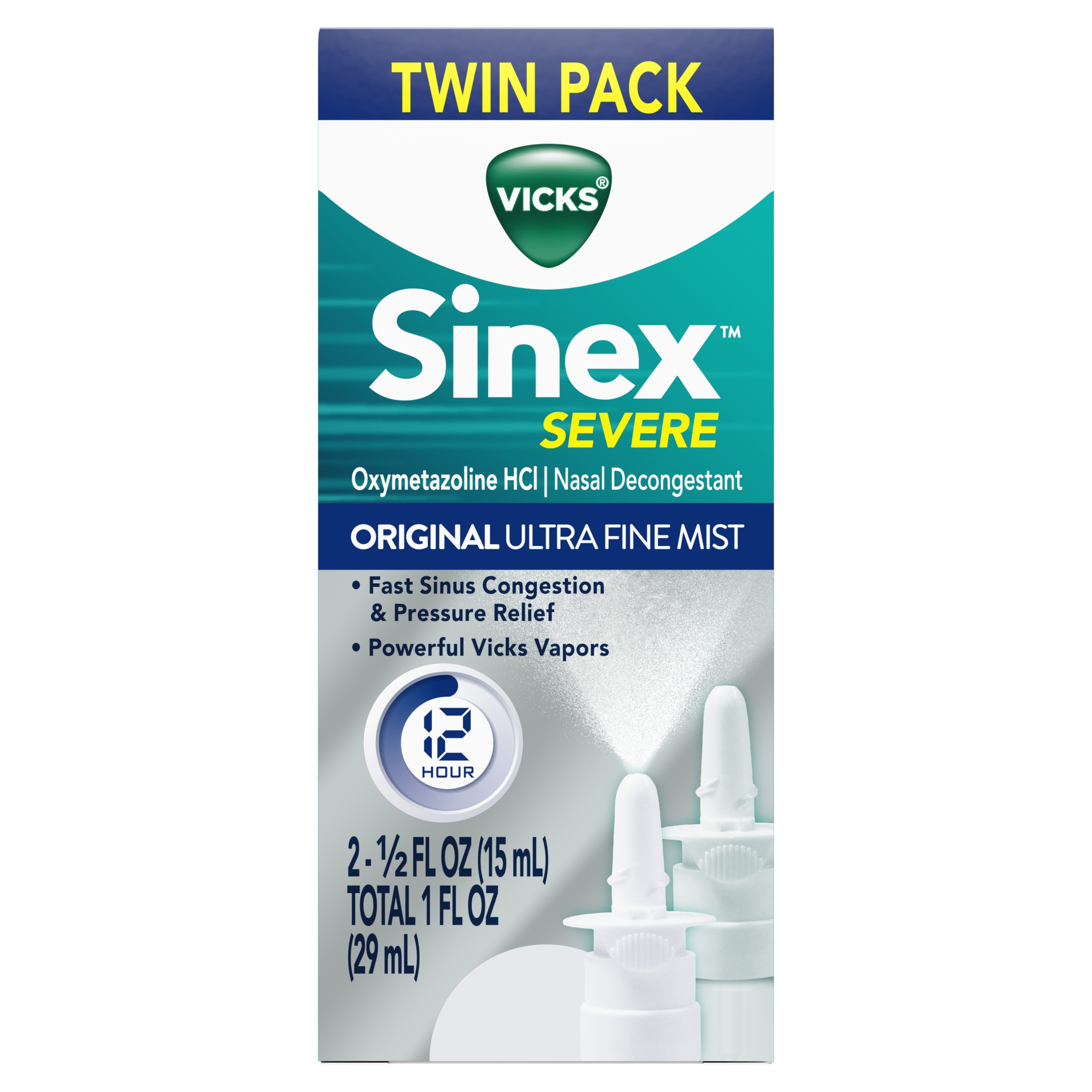 Spray nasal descongestionante de 12 horas, 0.5 onzas líquidas (paquete de 6)