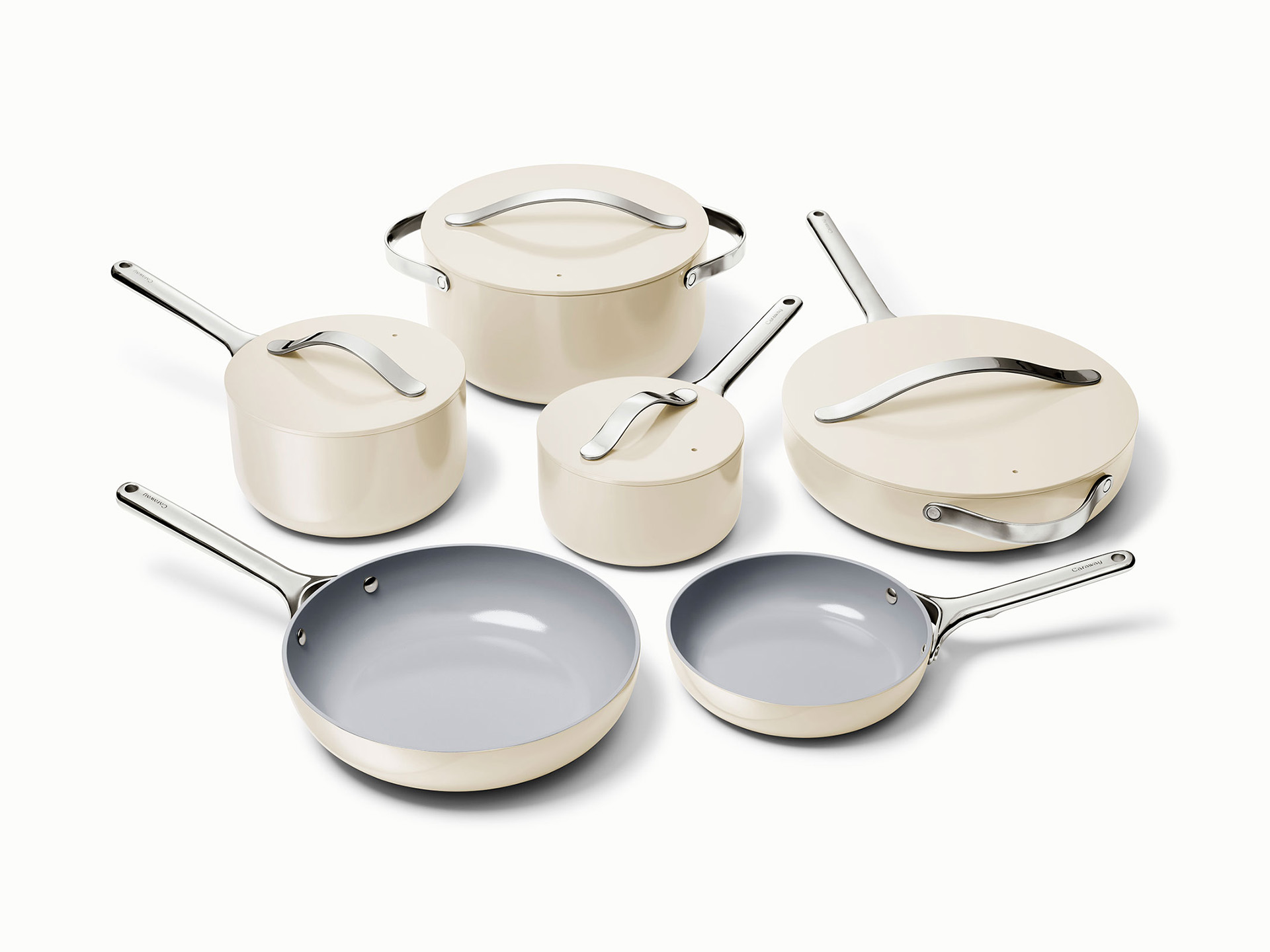 Caraway Non-Toxic and Non-Stick Cookware Set in Cream