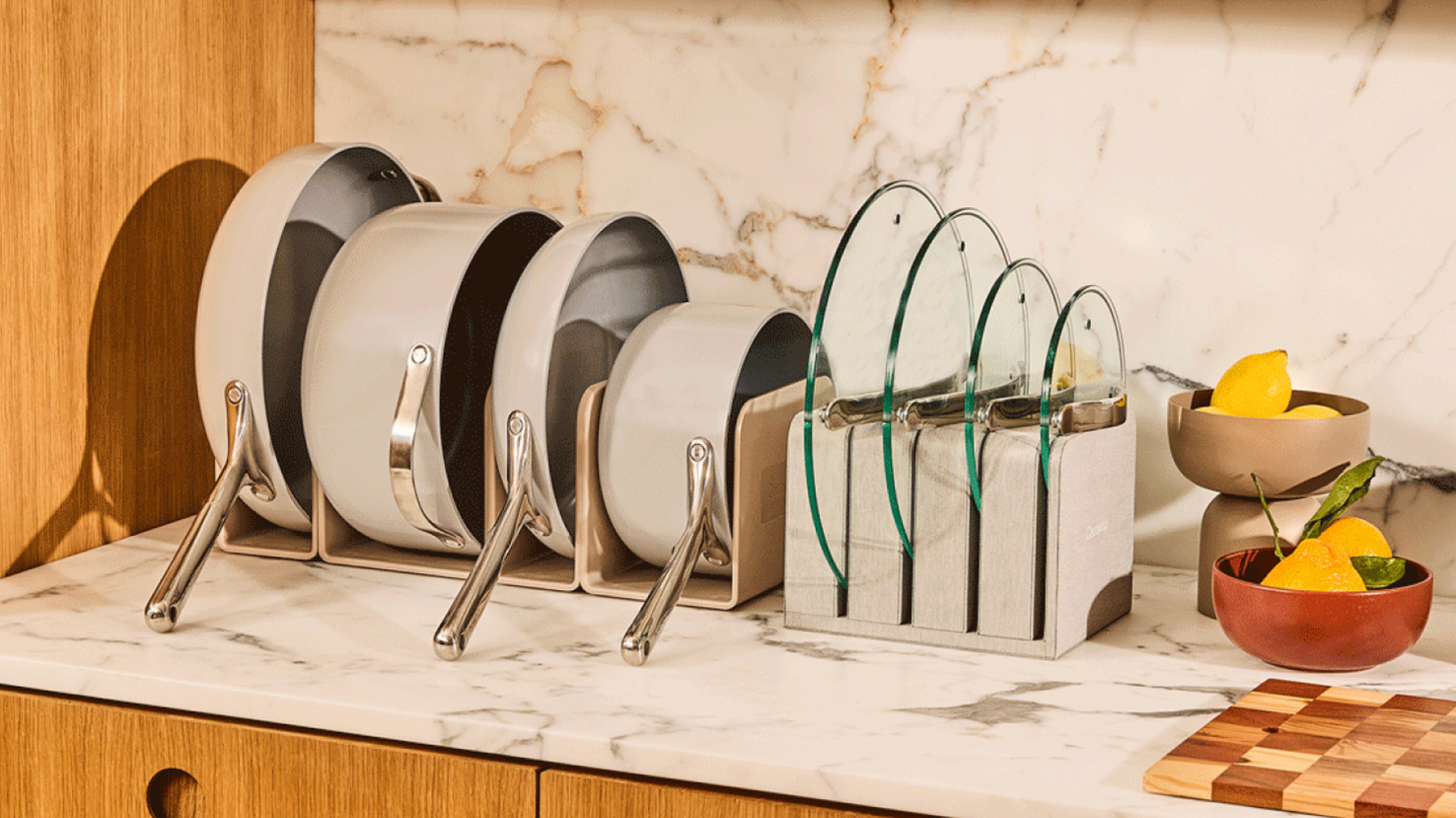 Glass Lid Set of 3 for Pans with Lid Organizer Caraway