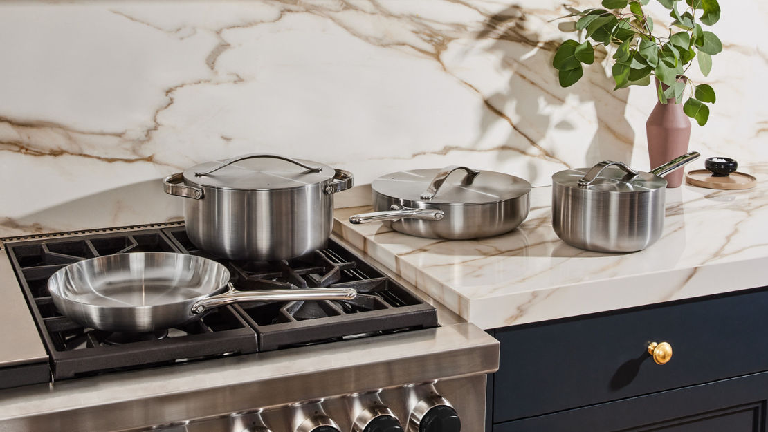 Cookware Set - Stainless Steel - Lifestyle on Countertop