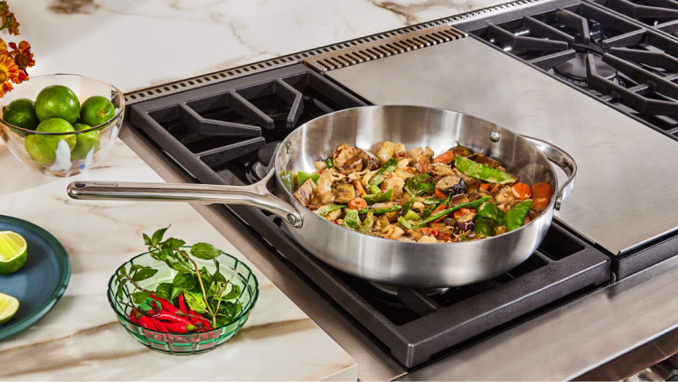 Saute Pan - Stainless Steel - Lifestyle on Stovetop