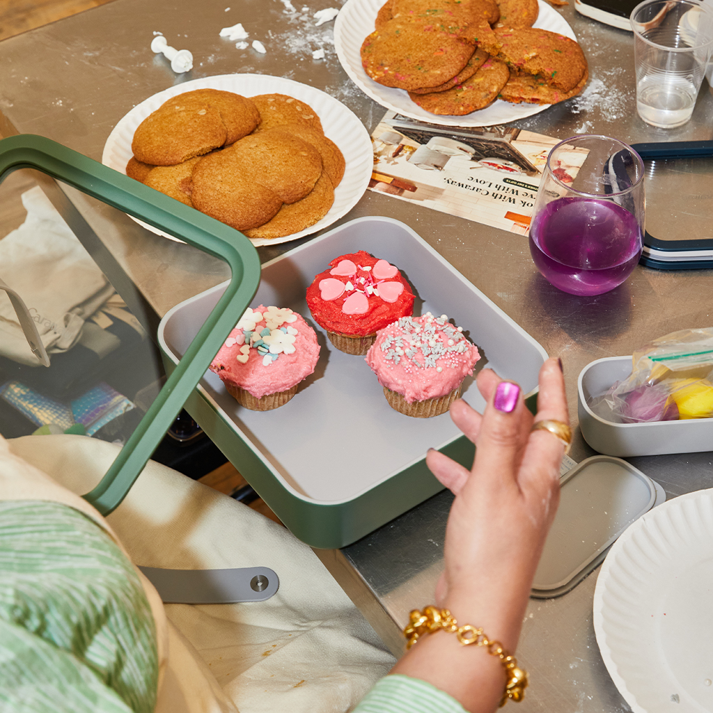 Placing Lid On Food Storage