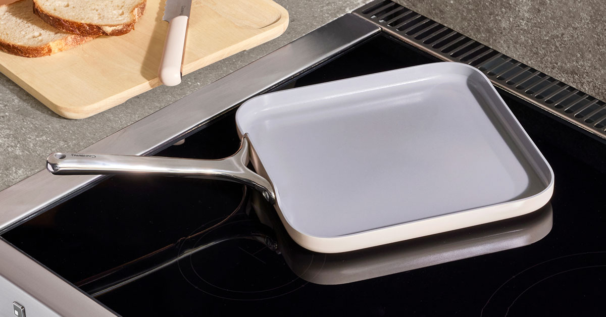 Caraway 11 Ceramic Nonstick Square Grill Pan in Cream