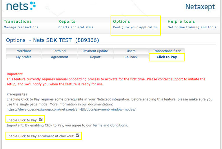 Click to Pay administration