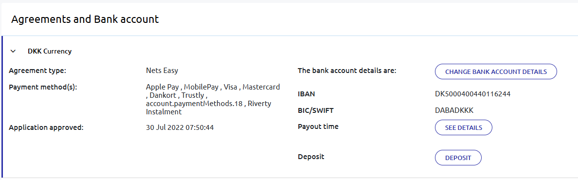 Company AccountInformation AggreementsBankAccount DKK