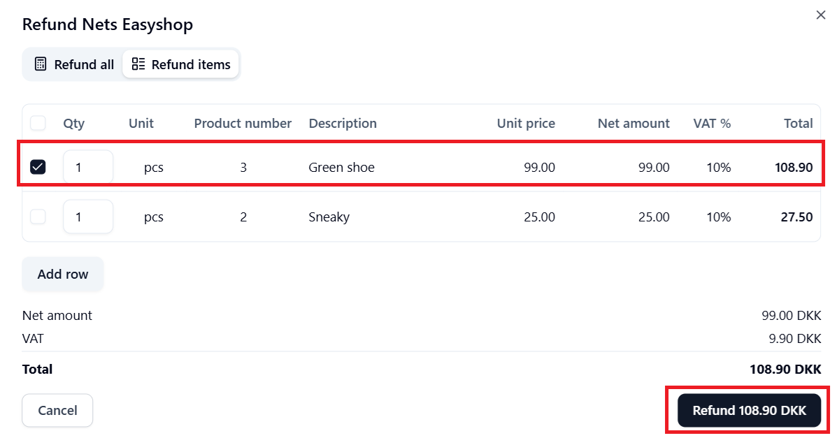 3.3 Refund Items Select Item