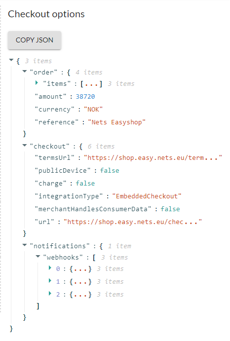 Payment settings JSON for use case #2