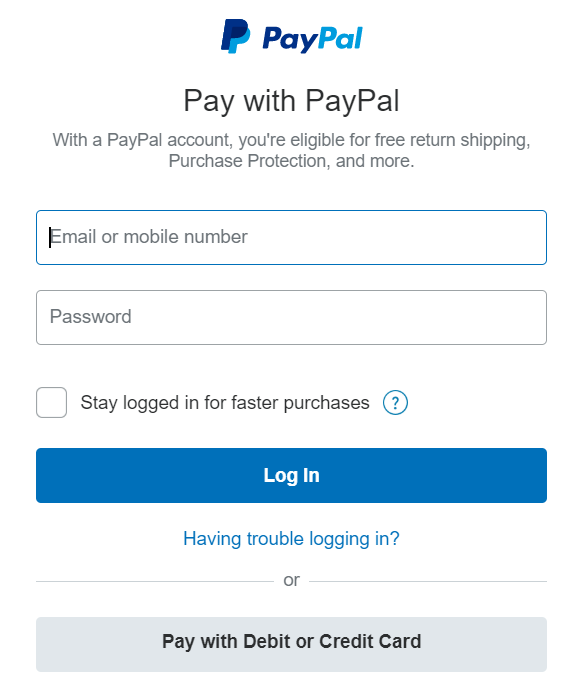 PayPal basket page CE2