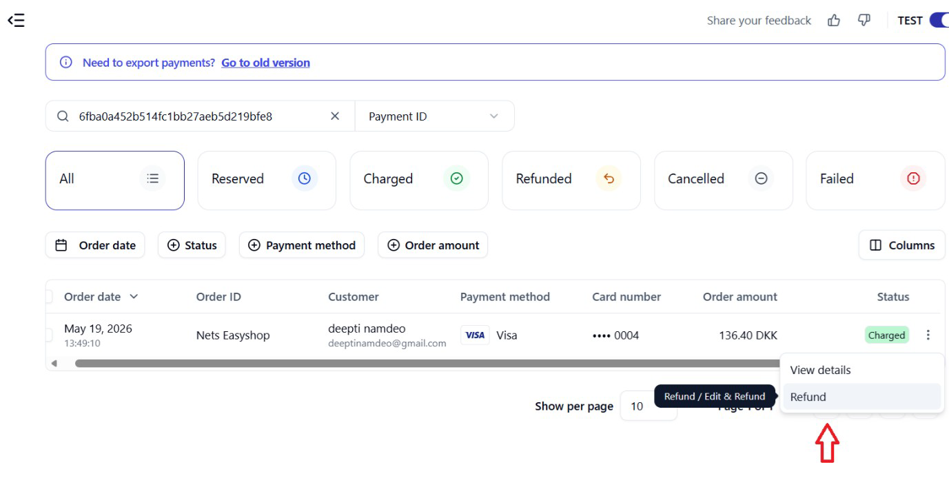 3.1 Open Refund Dialog