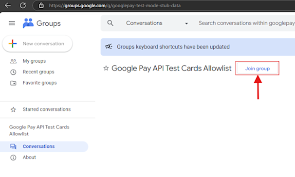 Google Pay API Test Cards Group