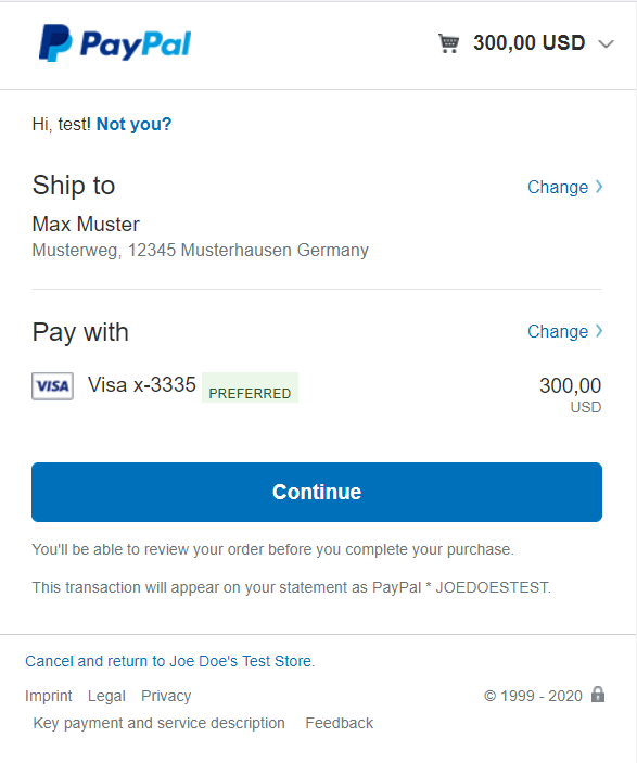 PayPal basket page CE4